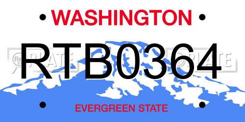 RTB0364 Washington License Plate
