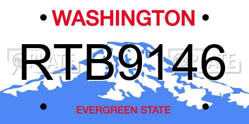 RTB9146 Washington License Plate