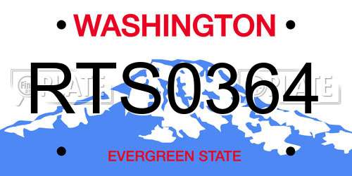 RTS0364 Washington License Plate