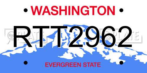 RTT2962 Washington License Plate