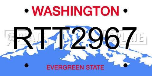 RTT2967 Washington License Plate