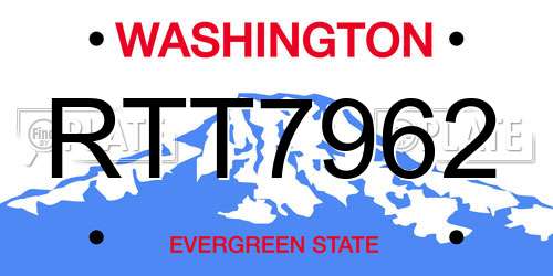 RTT7962 Washington License Plate