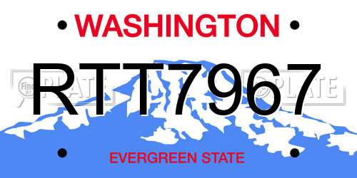 RTT7967 Washington License Plate