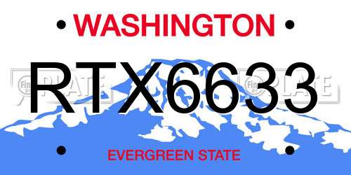 RTX6633 Washington License Plate