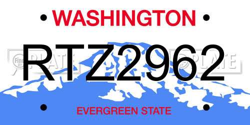 RTZ2962 Washington License Plate