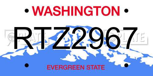 RTZ2967 Washington License Plate
