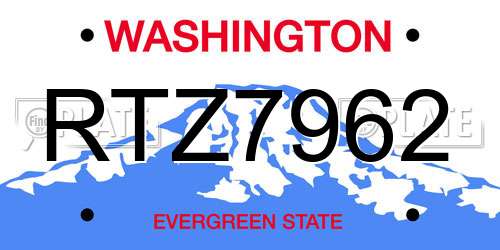 RTZ7962 Washington License Plate