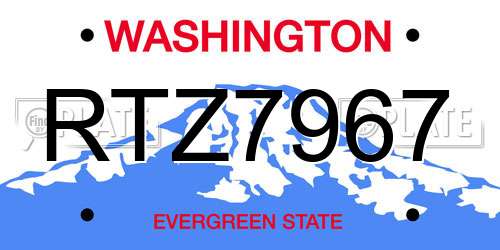 RTZ7967 Washington License Plate