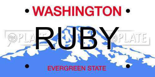 RUBY Washington License Plate
