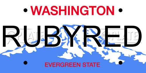 RUBYRED Washington License Plate