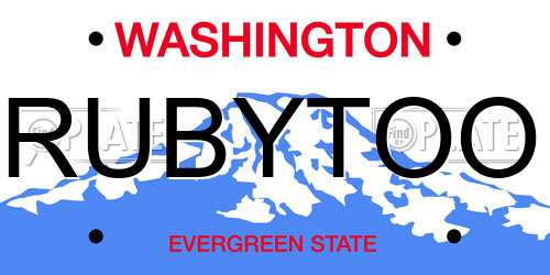 RUBYTOO Washington License Plate