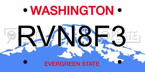 RVN8F3 Washington License Plate