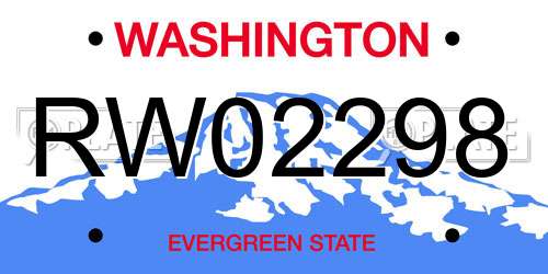 RW02298 Washington License Plate