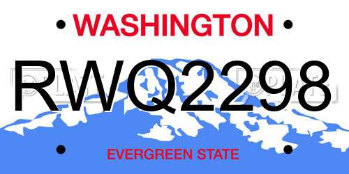 RWQ2298 Washington License Plate