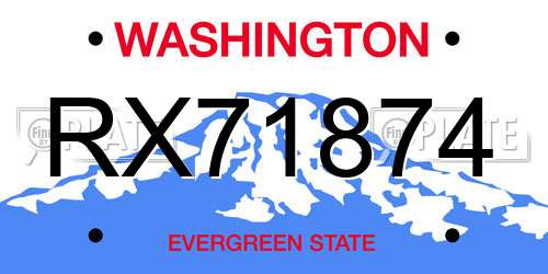 RX71874 Washington License Plate
