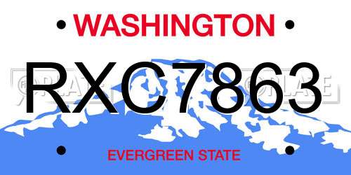 RXC7863 Washington License Plate