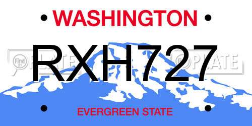 RXH727 Washington License Plate