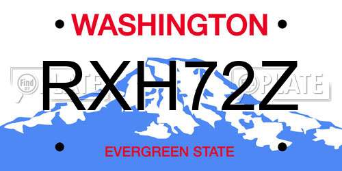 RXH72Z Washington License Plate