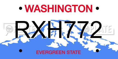 RXH772 Washington License Plate