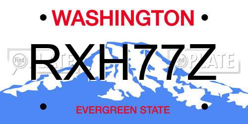 RXH77Z Washington License Plate