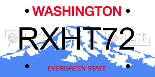 RXHT72 Washington License Plate