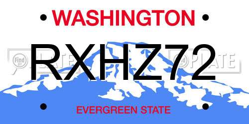RXHZ72 Washington License Plate