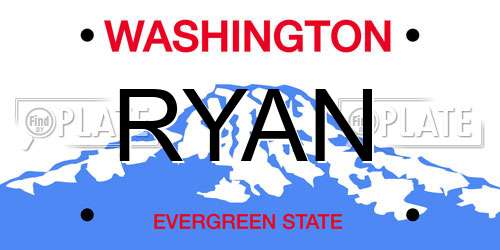 RYAN Washington License Plate