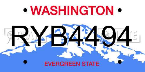 RYB4494 Washington License Plate