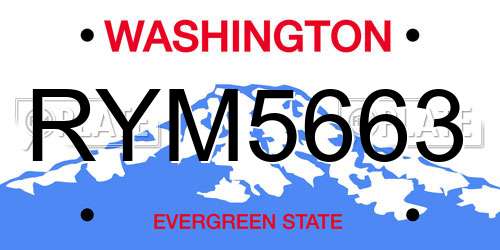 RYM5663 Washington License Plate
