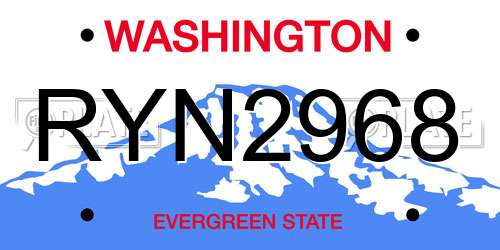 RYN2968 Washington License Plate