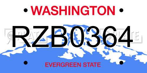 RZB0364 Washington License Plate