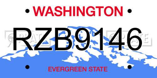 RZB9146 Washington License Plate