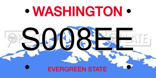 S008EE Washington License Plate