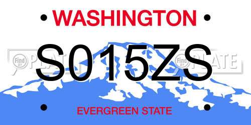 S015ZS Washington License Plate