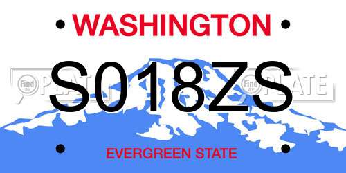 S018ZS Washington License Plate
