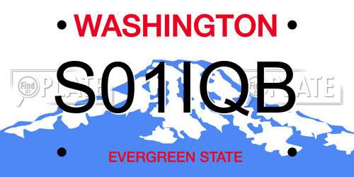 S01IQB Washington License Plate
