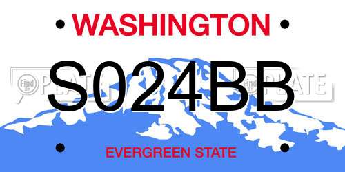 S024BB Washington License Plate
