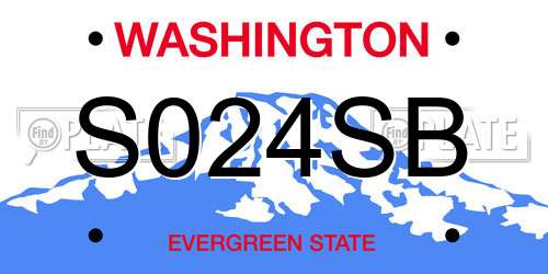 S024SB Washington License Plate