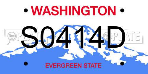 S0414D Washington License Plate