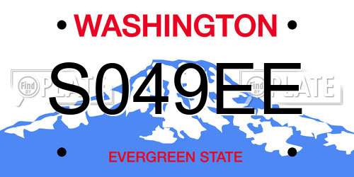 S049EE Washington License Plate