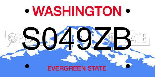 S049ZB Washington License Plate