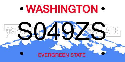 S049ZS Washington License Plate