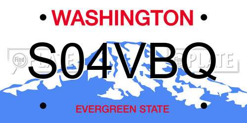 S04VBQ Washington License Plate