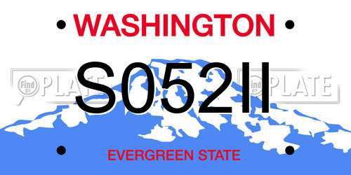 S052II Washington License Plate