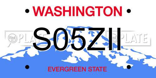 S05ZII Washington License Plate