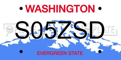 S05ZSD Washington License Plate
