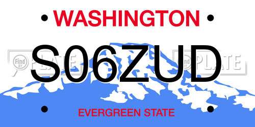 S06ZUD Washington License Plate