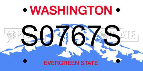 S0767S Washington License Plate