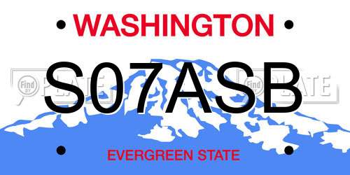 S07ASB Washington License Plate