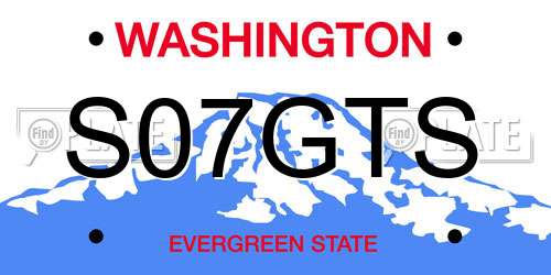 S07GTS Washington License Plate